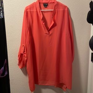 Sheer coral blouse